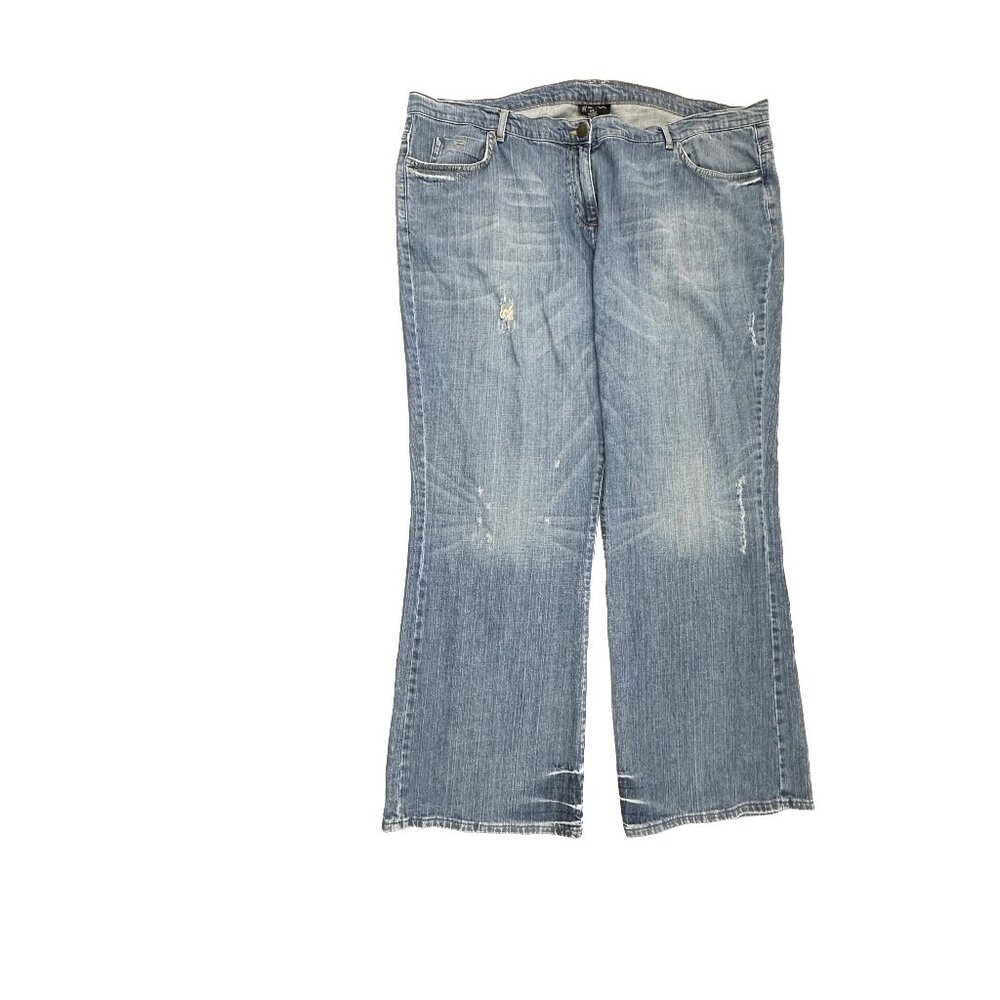 INC Bootcut Distressed Women's size 2LW 46x32 Medium Blue Denim Jeans